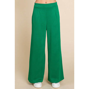 Textured Wide Leg Pants green front | MILK MONEY milkmoney.co | cute pants for women. cute trendy pants. 