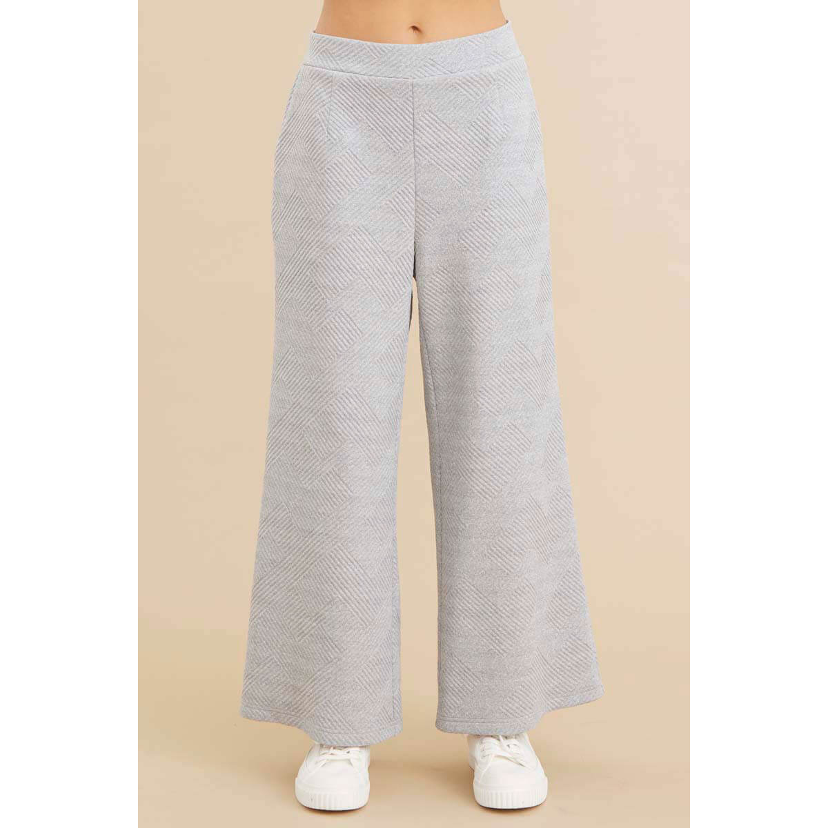 Textured Wide Leg Pants grey front | MILK MONEY milkmoney.co | cute pants for women. cute trendy pants.