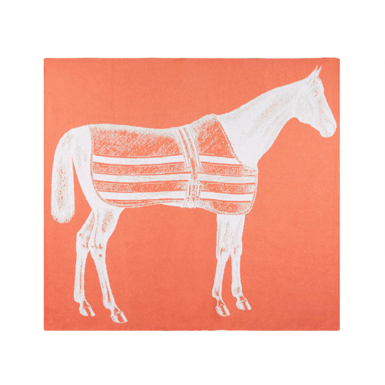 Thoroughbred Knit Throw orange front | MILK MONEY milkmoney.co | white elephant gift ideas, gift, mother's day gift ideas, white elephant gift, gift shops near me, cute home decor, mother's day gift, cute home accents, handmade in USA, elegant home decor