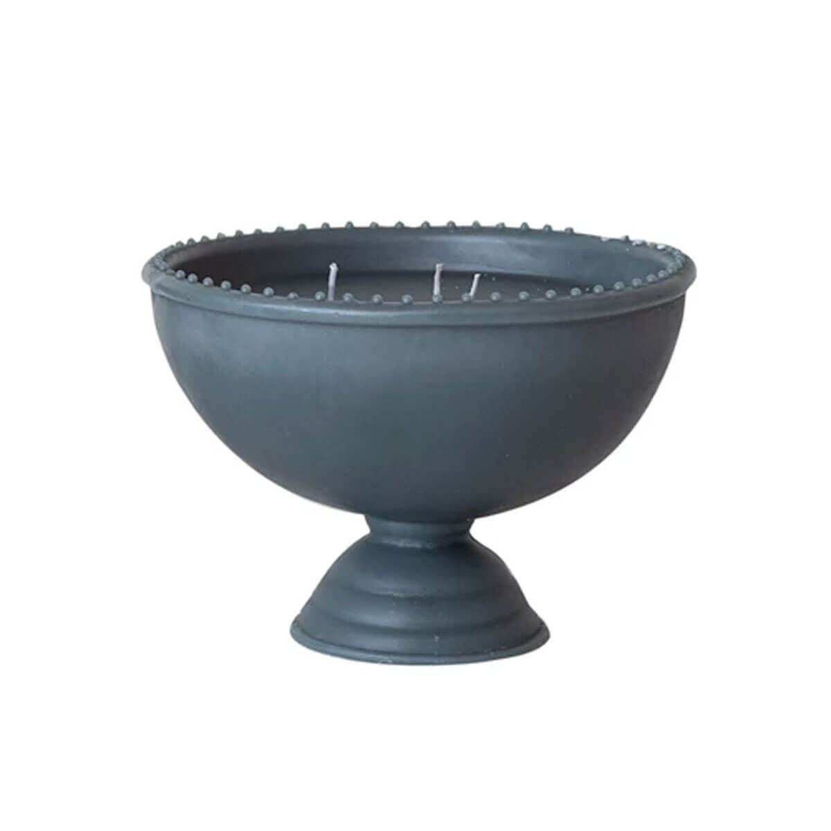 Unscented Hobnail Edged Footed Bowl Shaped Candle teal front | MILK MONEY milkmoney.co | soy wax candles, small candles. natural candles, organic candles, scented soy candles, concrete candle, hand poured candles, hand poured soy candles, cement candle, hand poured soy wax candles, scented hand poured candles, hand poured scented candles