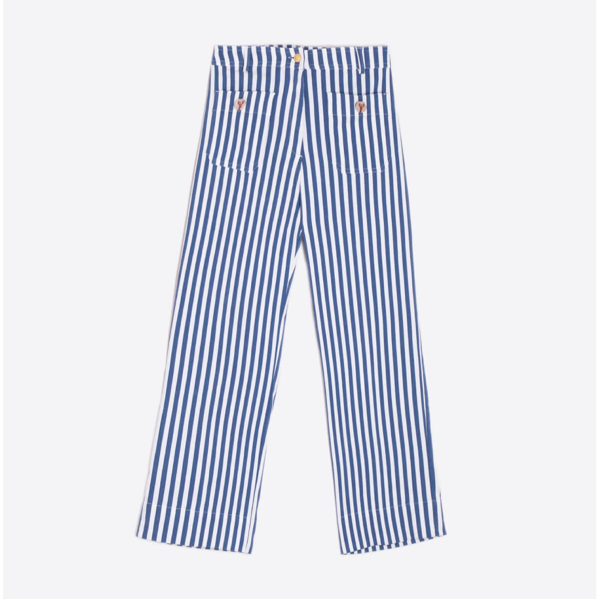 Vilagallo Dorin Striped Trouser with Lobster Button Detail blue front | MILK MONEY milkmoney.co | cute pants for women. cute trendy pants. 
