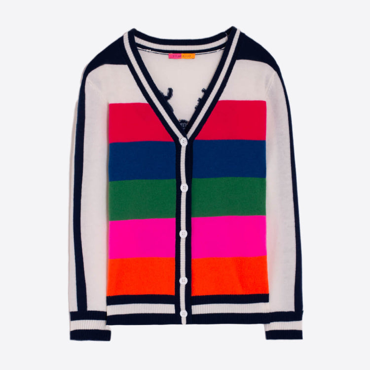 Vilagallo Striped Tennis Knit Cardigan front | MILK MONEY milkmoney.co | cute tops for women. trendy tops for women. cute blouses for women. stylish tops for women. pretty womens tops. 
