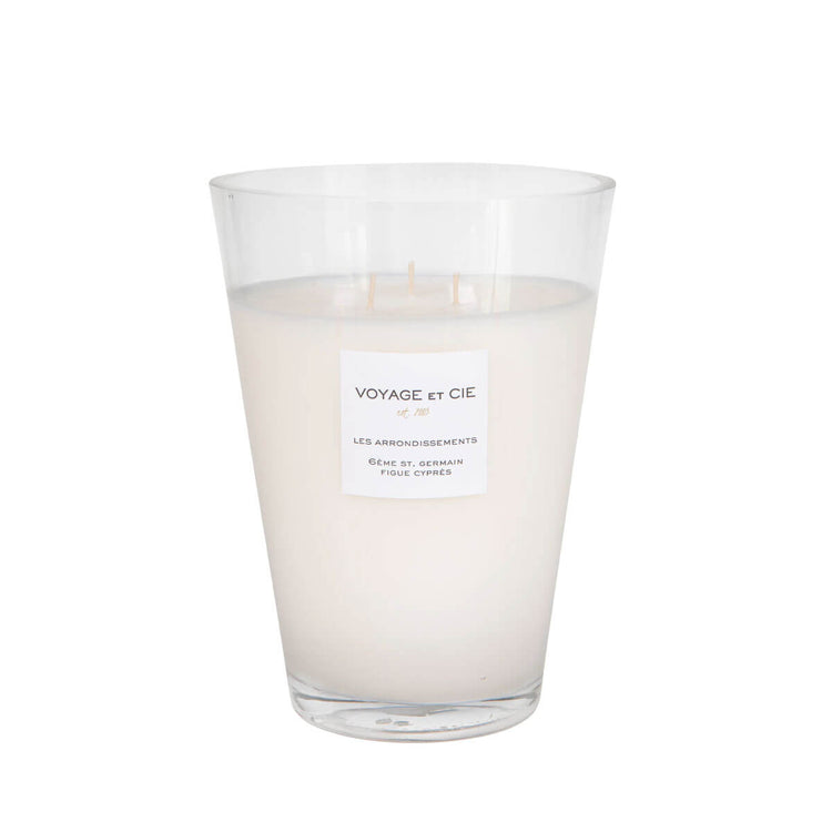 Voyage et Cie 5Ème Quartier Latin Santal Épicer 48oz Candle front | MILK MONEY milkmoney.co | soy wax candles, small candles. natural candles, organic candles, scented soy candles, concrete candle, hand poured candles, hand poured soy candles, cement candle, hand poured soy wax candles, scented hand poured candles, hand poured scented candles