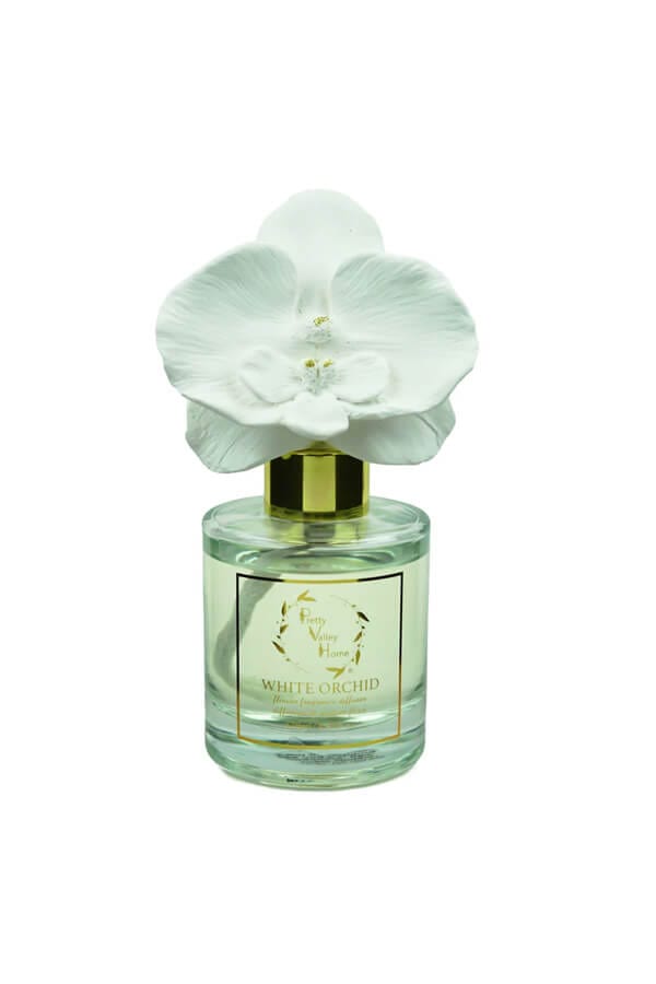 White Orchid Ceramic Orchid Flower Fragrance Diffuser front | MILK MONEY milkmoney.co | Cute gift 