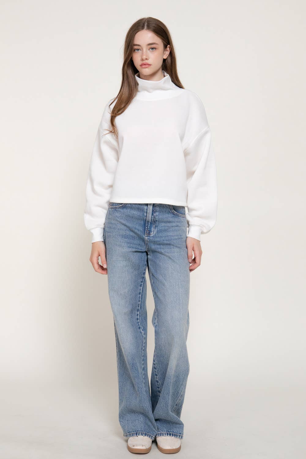 Ribbed Mock Neck Sweatshirt