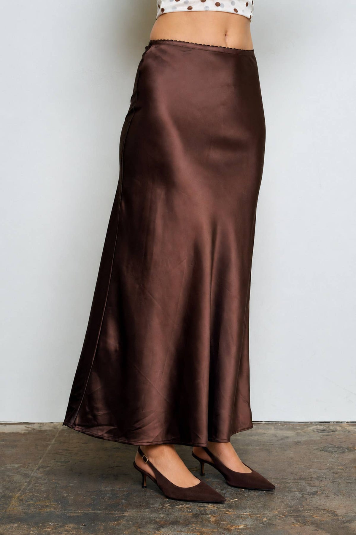Satin Slip Midi Skirt