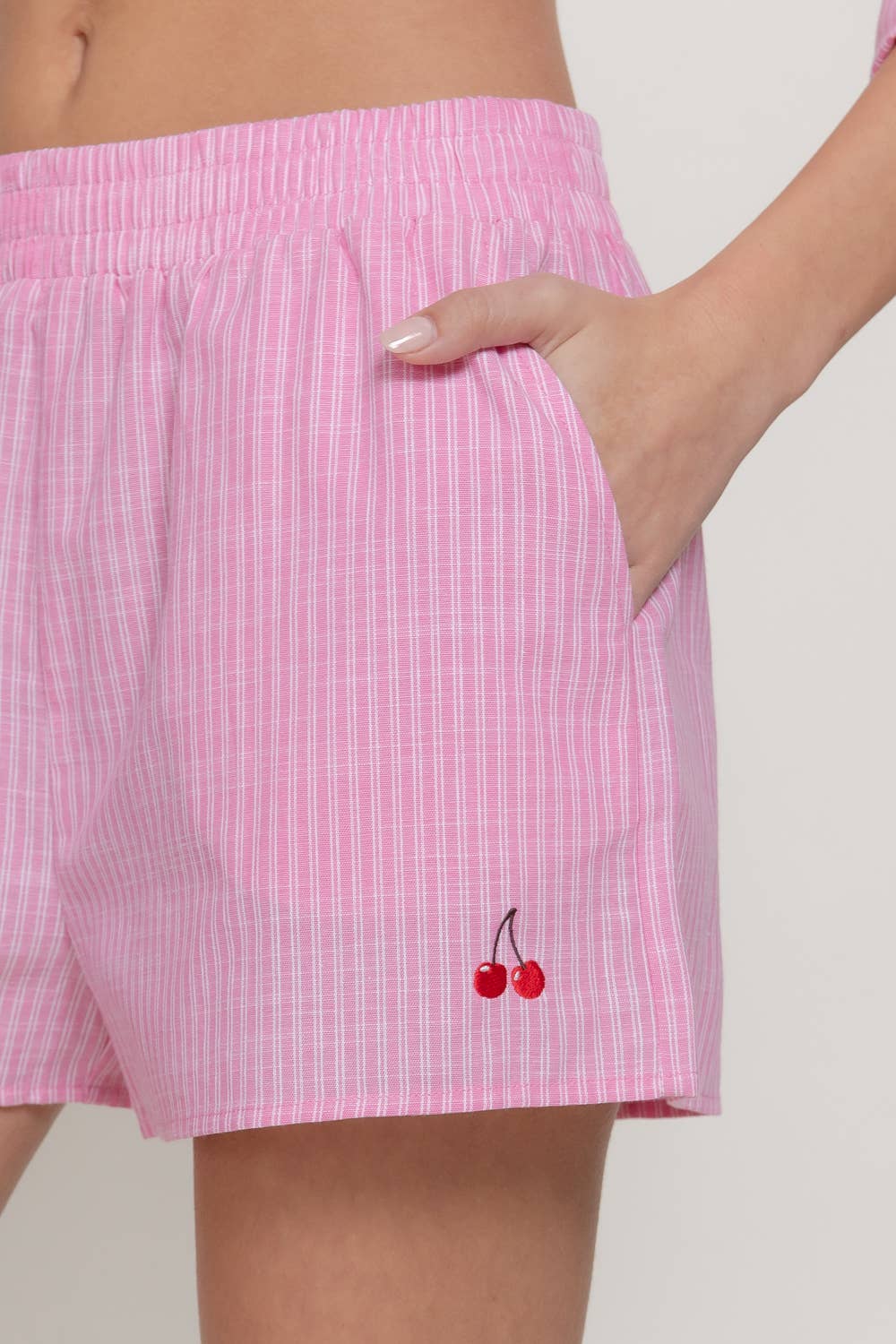 Cherry Detail Stripe Shorts