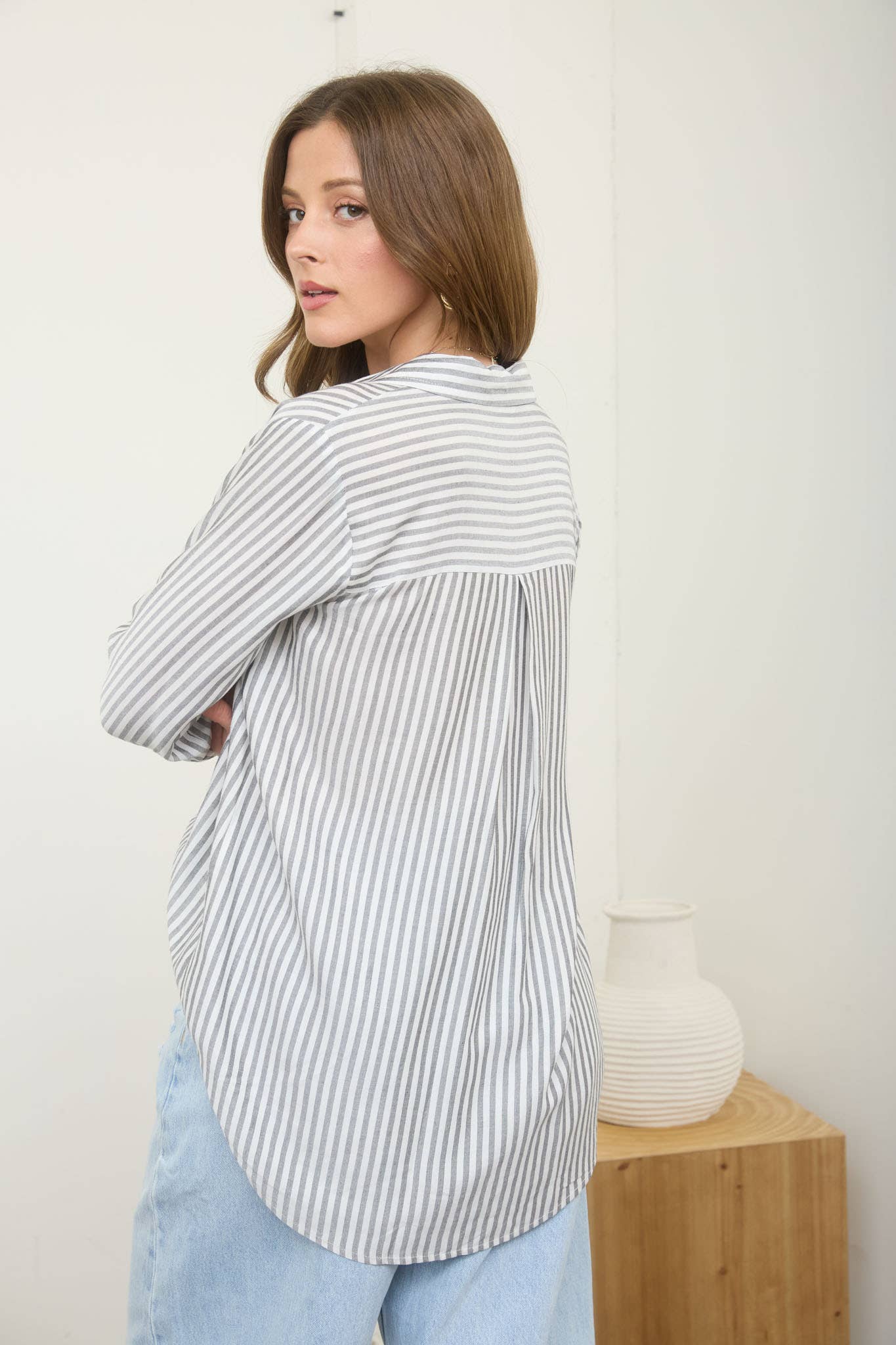 Lightweight Stripe Button Down