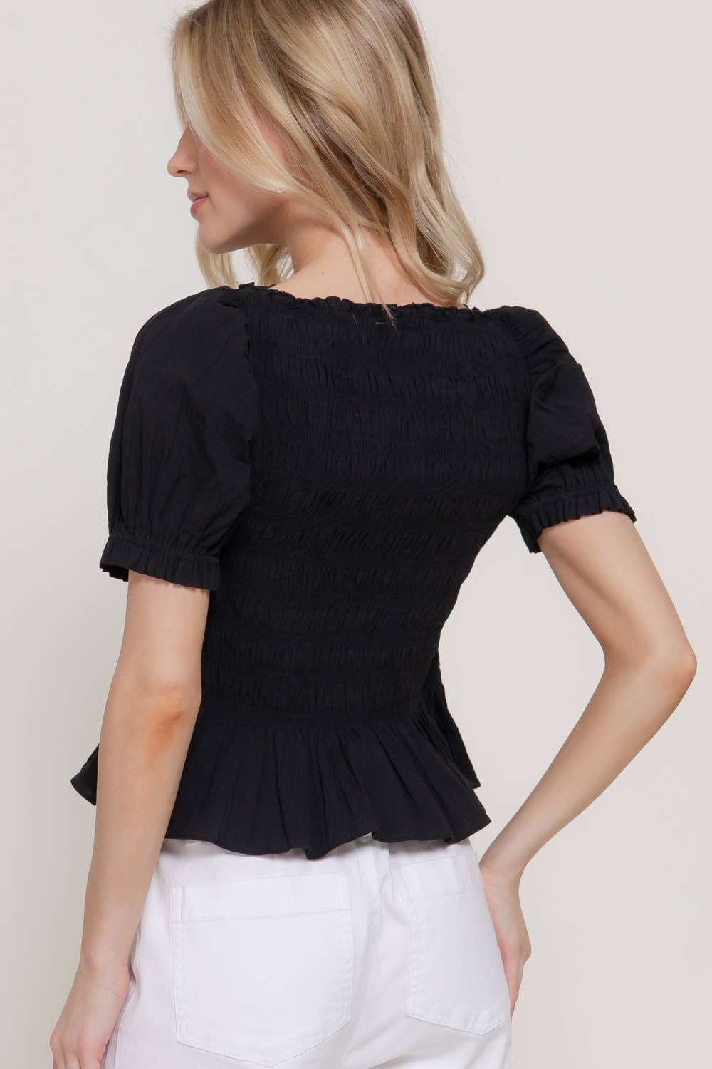 Puff Sleeve Smocked Top