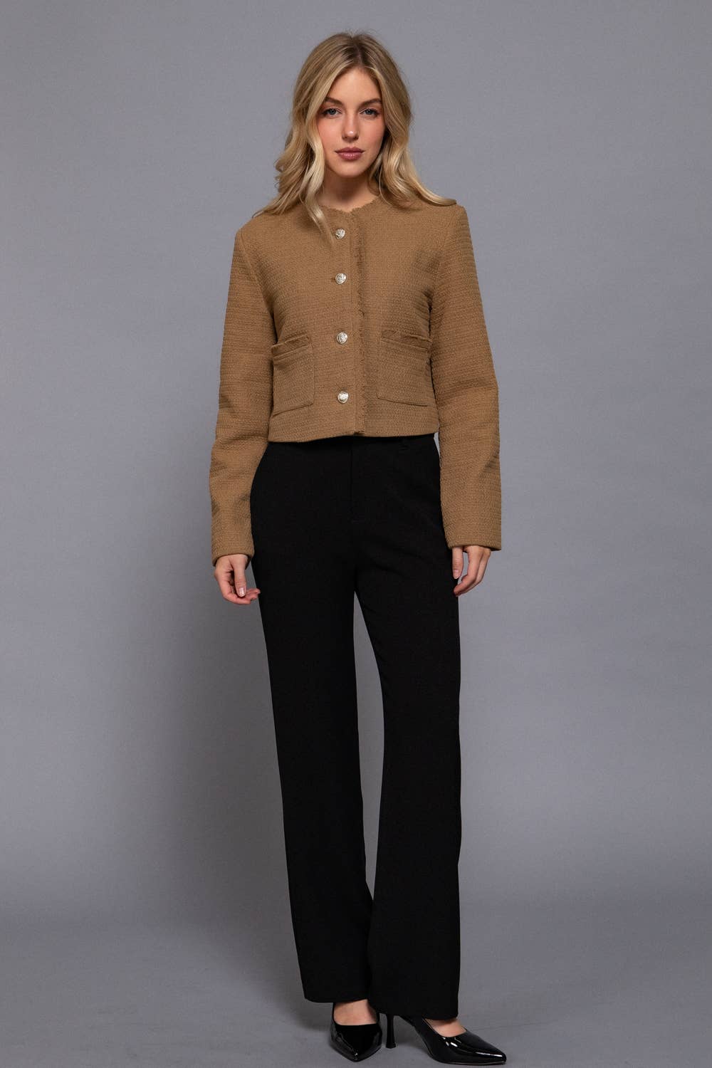 Button Down Tweed Jacket