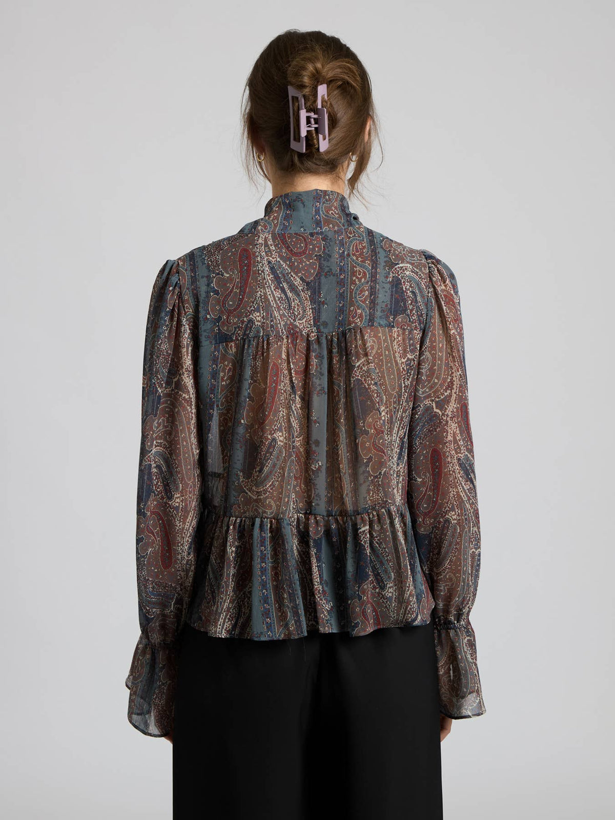 Paisley Chiffon Peplum Top