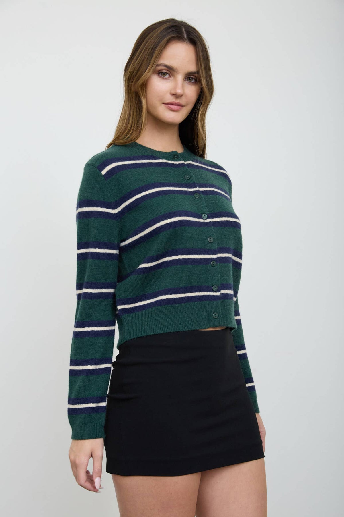 Multi Stripe Button Down Knit Cardigan