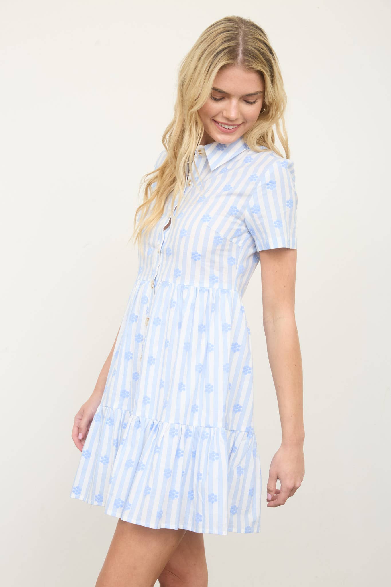 Floral Collared Short Sleeve Dress