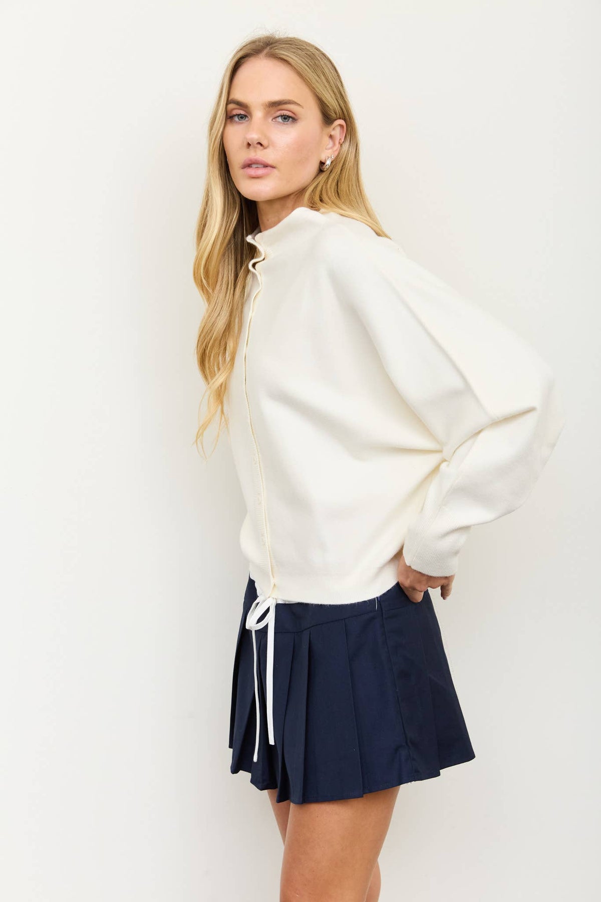 Boat Neck Button Cardigan