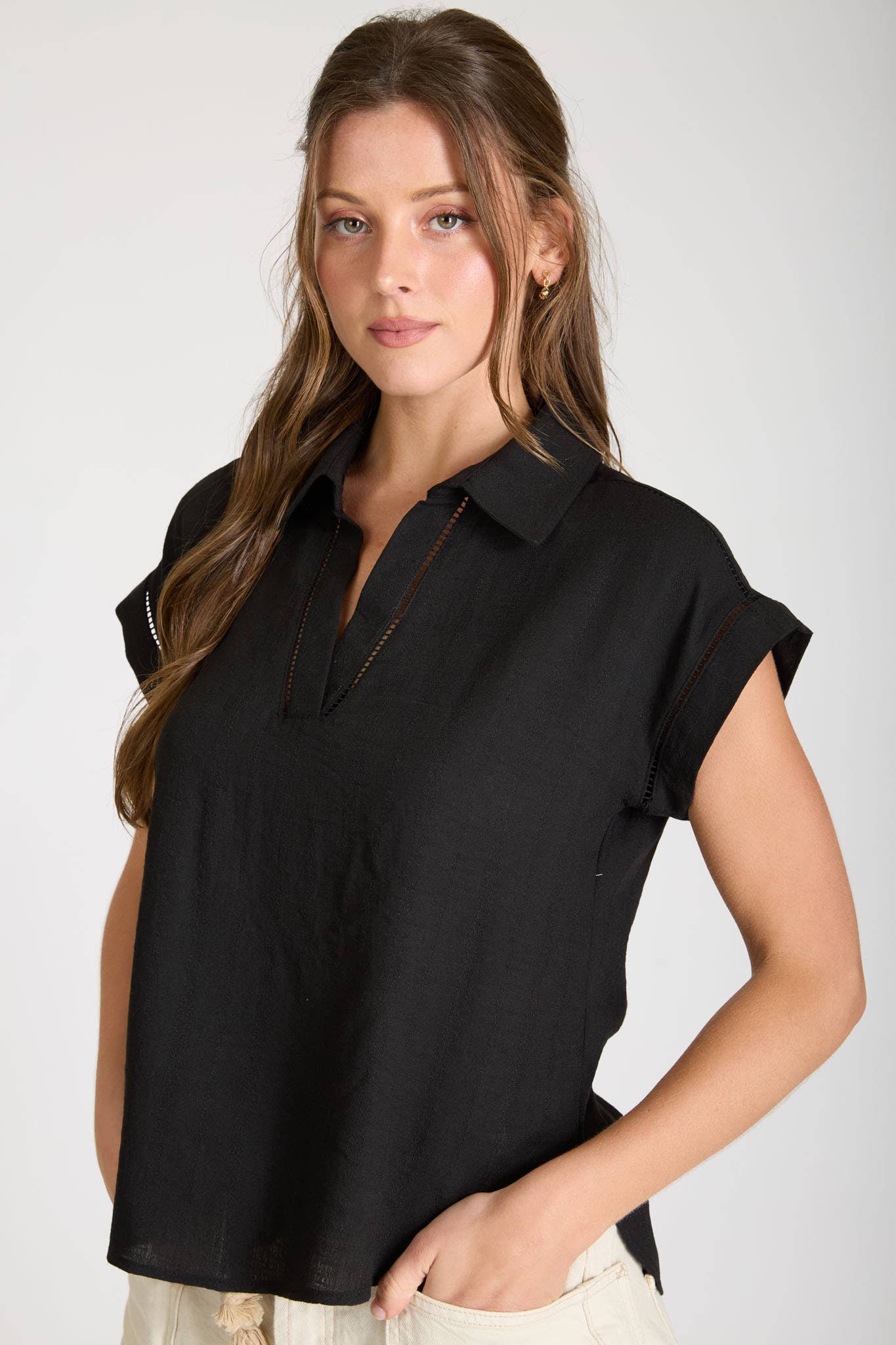 Collared Ladder Trim Top