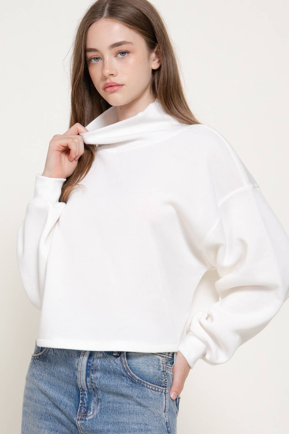 Ribbed Mock Neck Sweatshirt