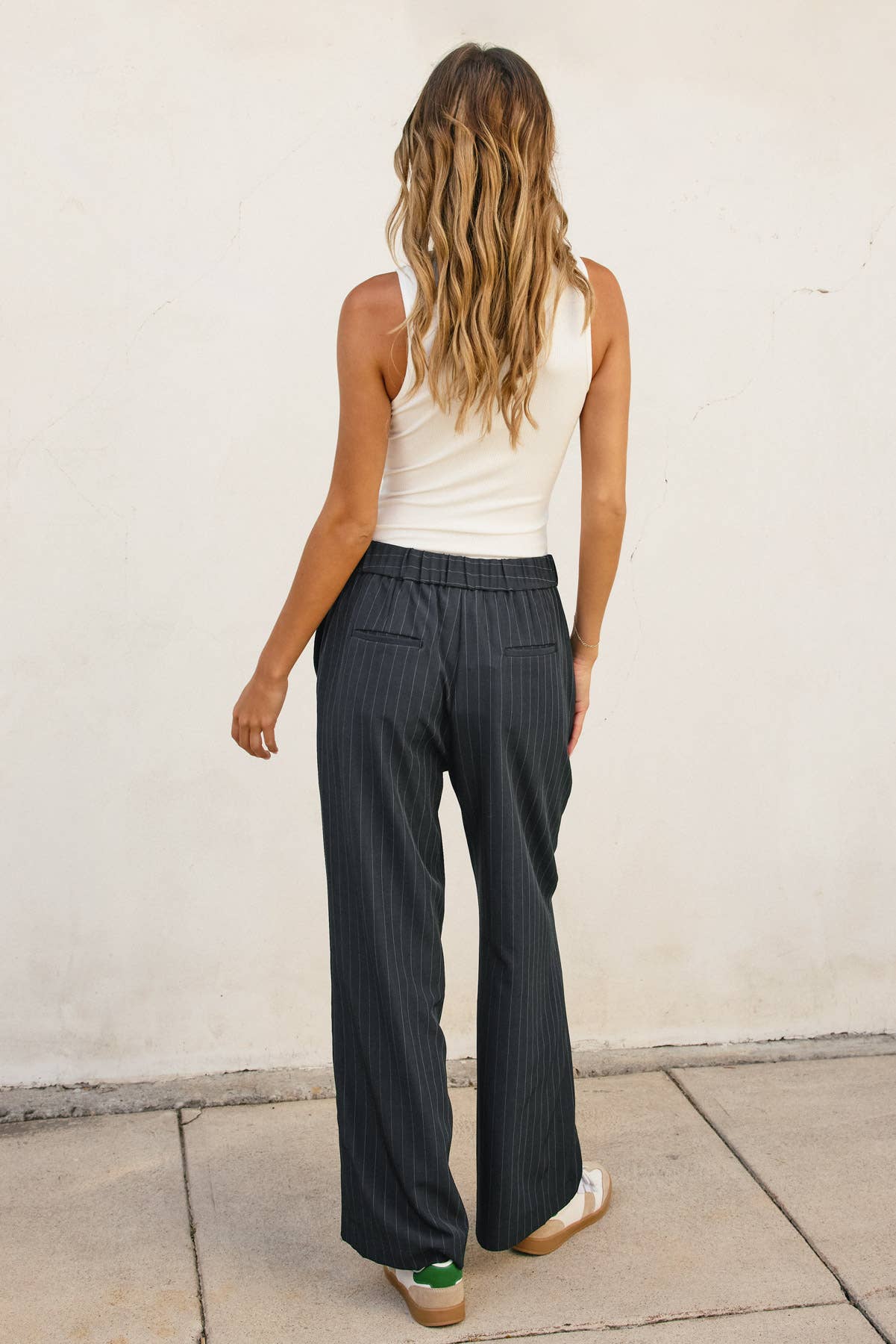 Pinstriped Wide Leg Trousers