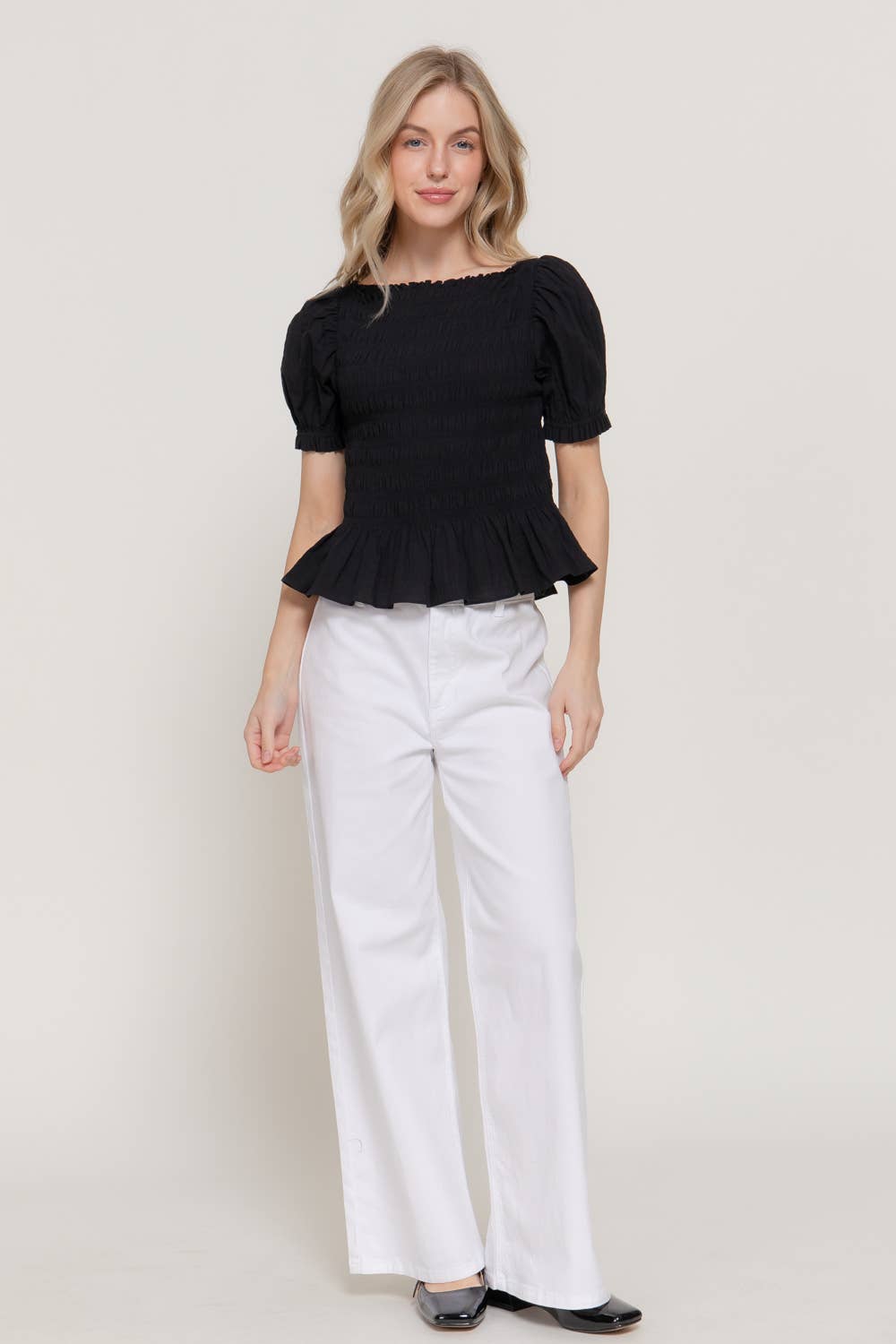 Puff Sleeve Smocked Top