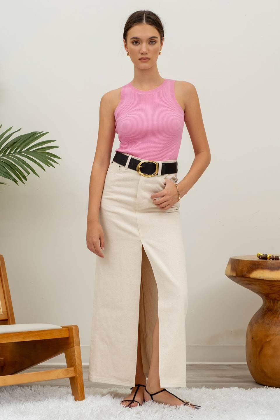 Round Neck Sweater Knit Tank Top