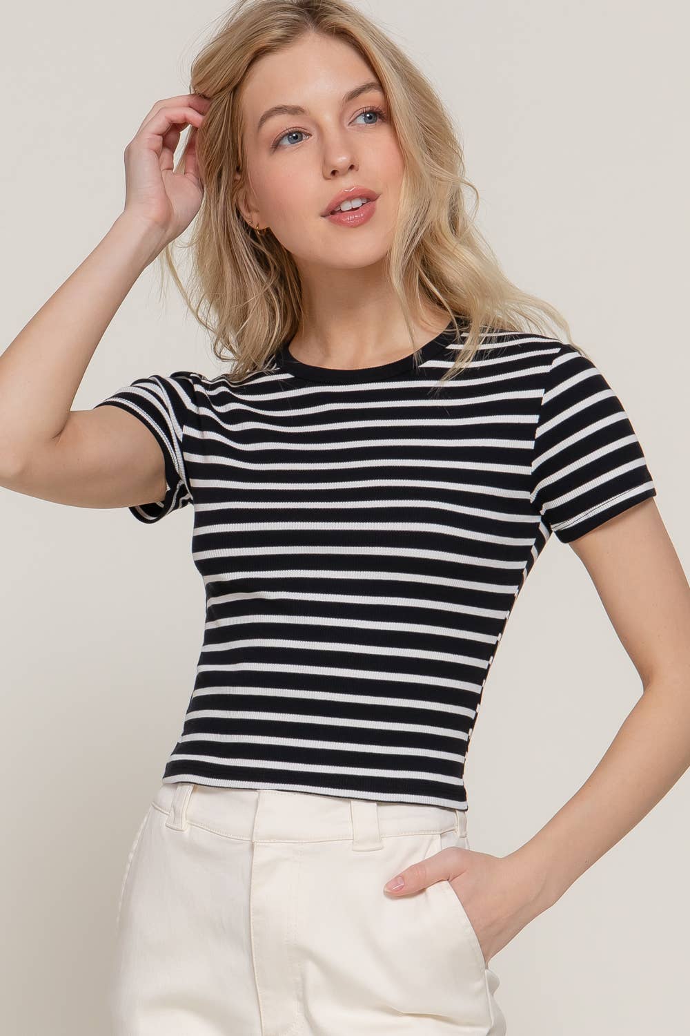 Stripe Cotton Rib Tee