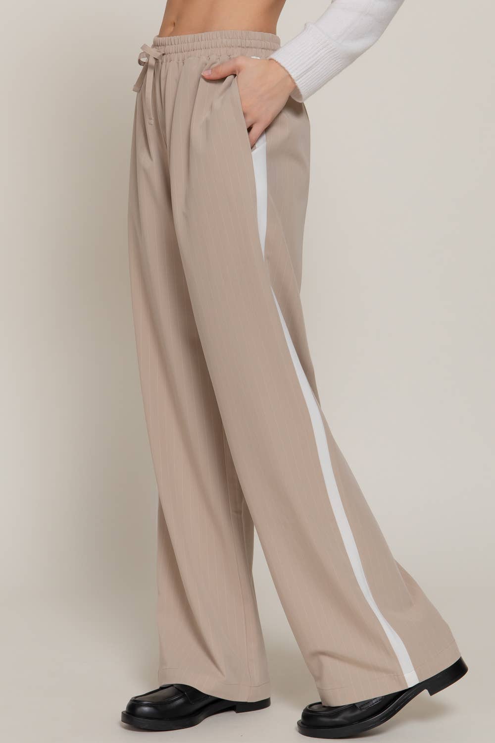 Side Stripe Detail Pinstripe Pants