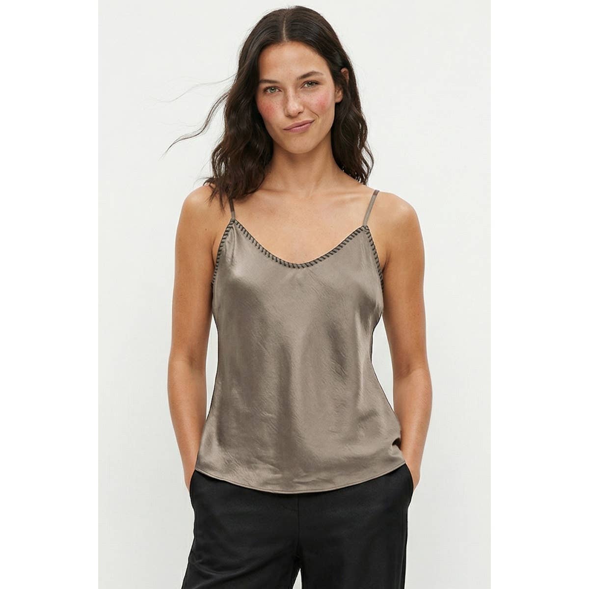 Whipstitch Satin Camisole