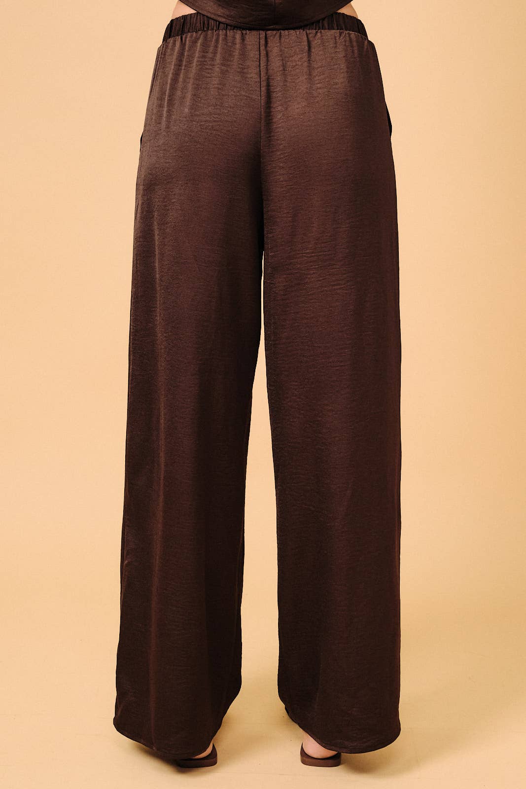 Crinkled Satin Wide Leg Pants