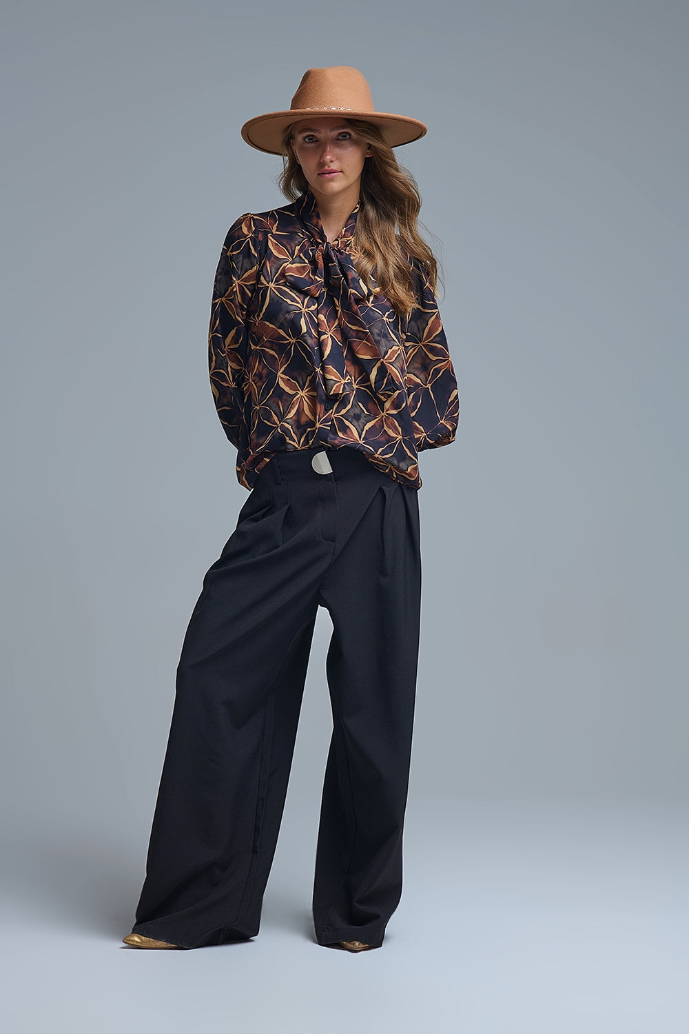 Absract Print Chiffon Blouse