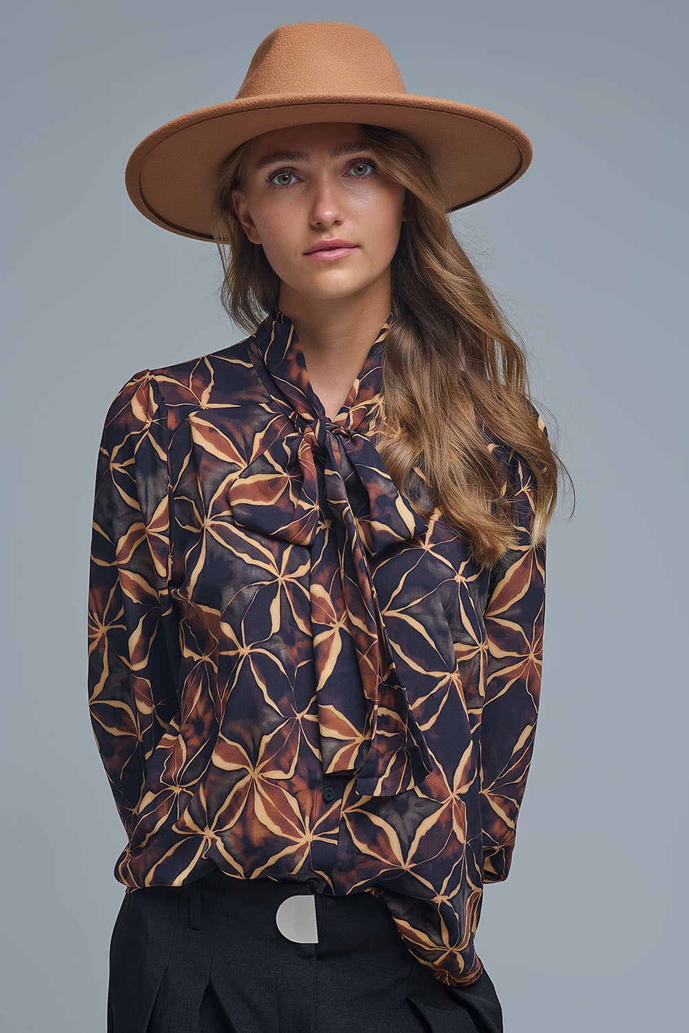 Absract Print Chiffon Blouse