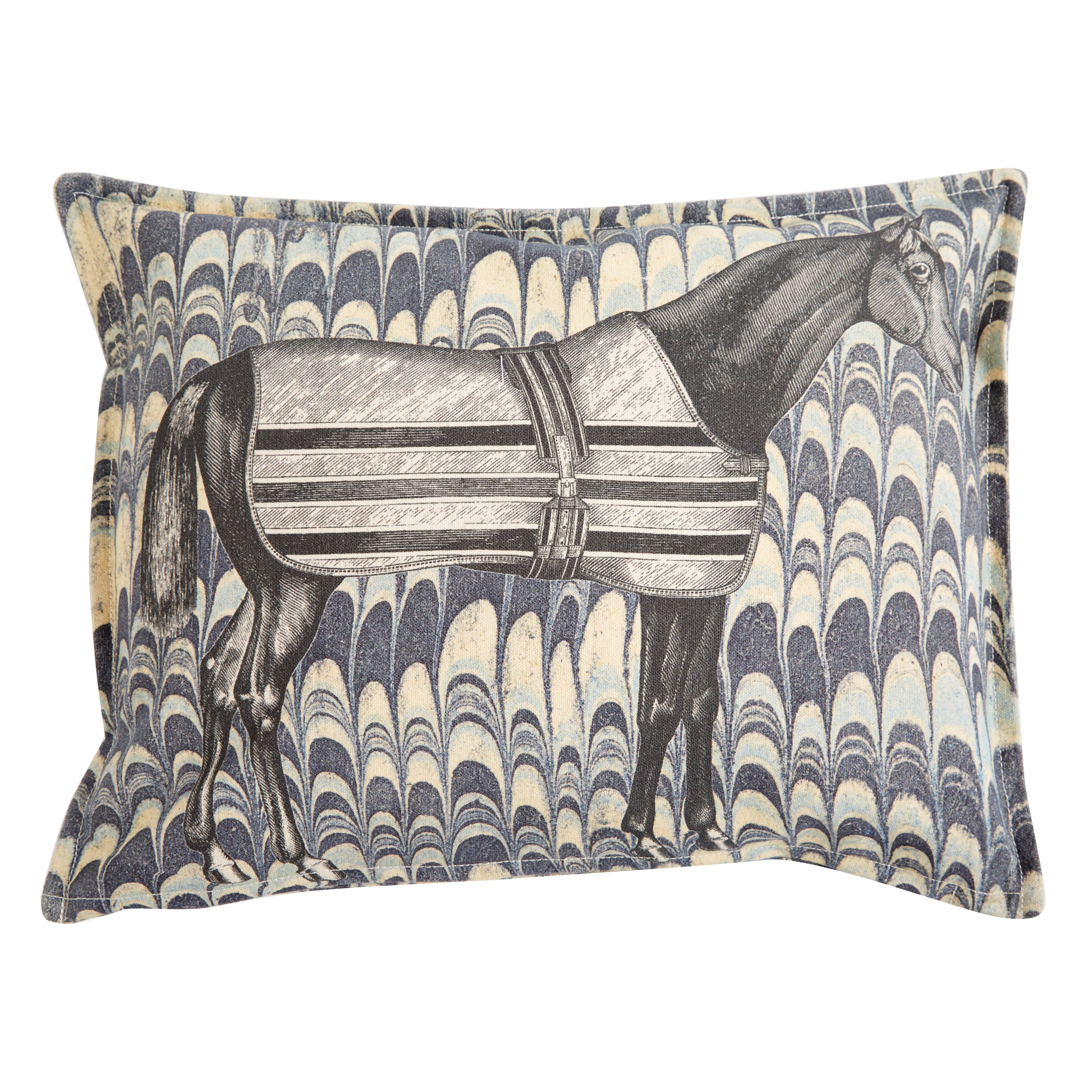 Equus Blue Marble Pillow front blue | MILK MONEY milkmoney.co | white elephant gift ideas, gift, mother's day gift ideas, white elephant gift, gift shops near me, cute home decor, mother's day gift, cute home accents, handmade in USA, elegant home decor