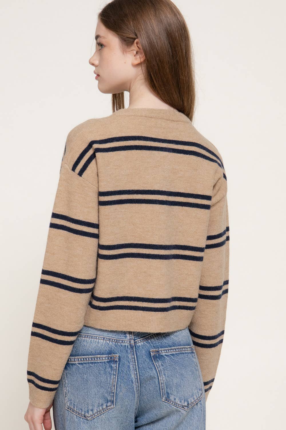 Button Down Striped Cardigan