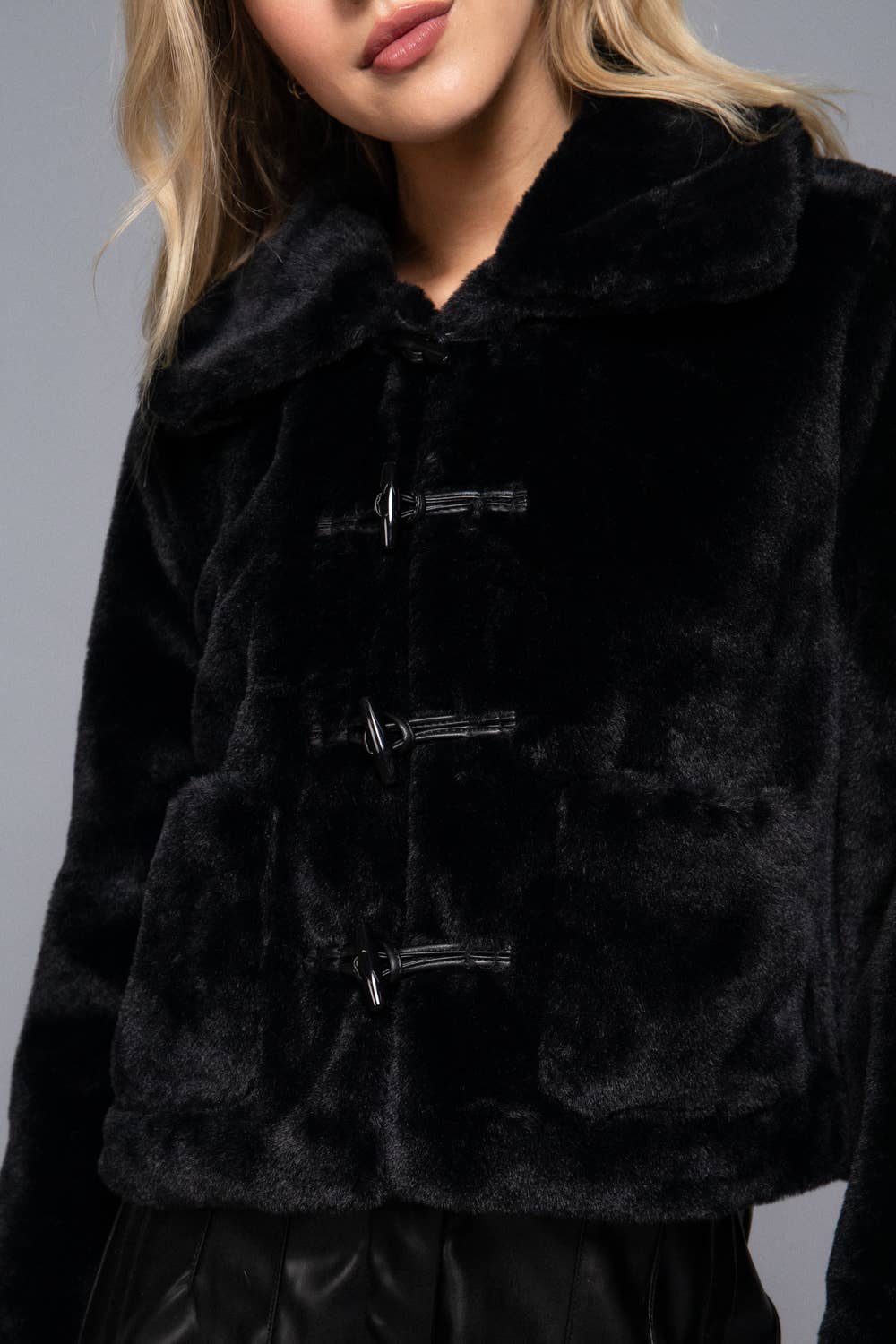 Toggle Button Fur Duffle Jacket