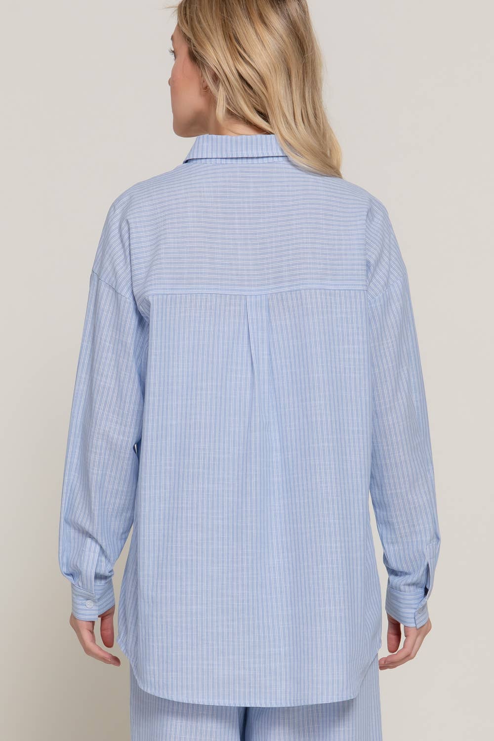 Long Sleeve Button Down Stripe Gauze Shirt