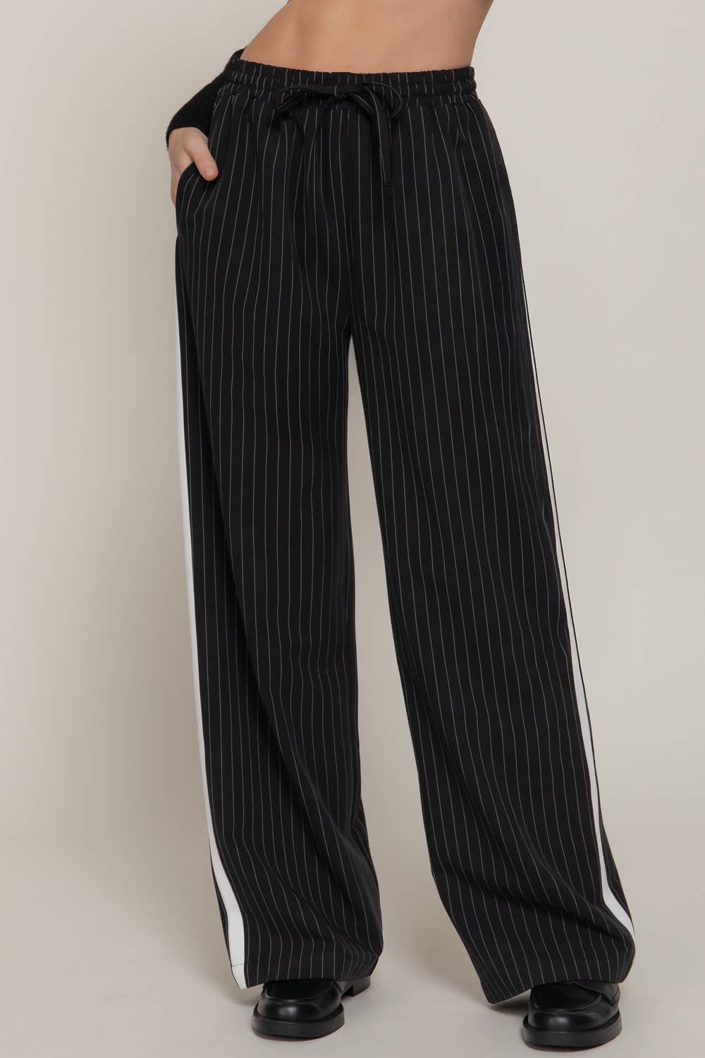 Side Stripe Detail Pinstripe Pants