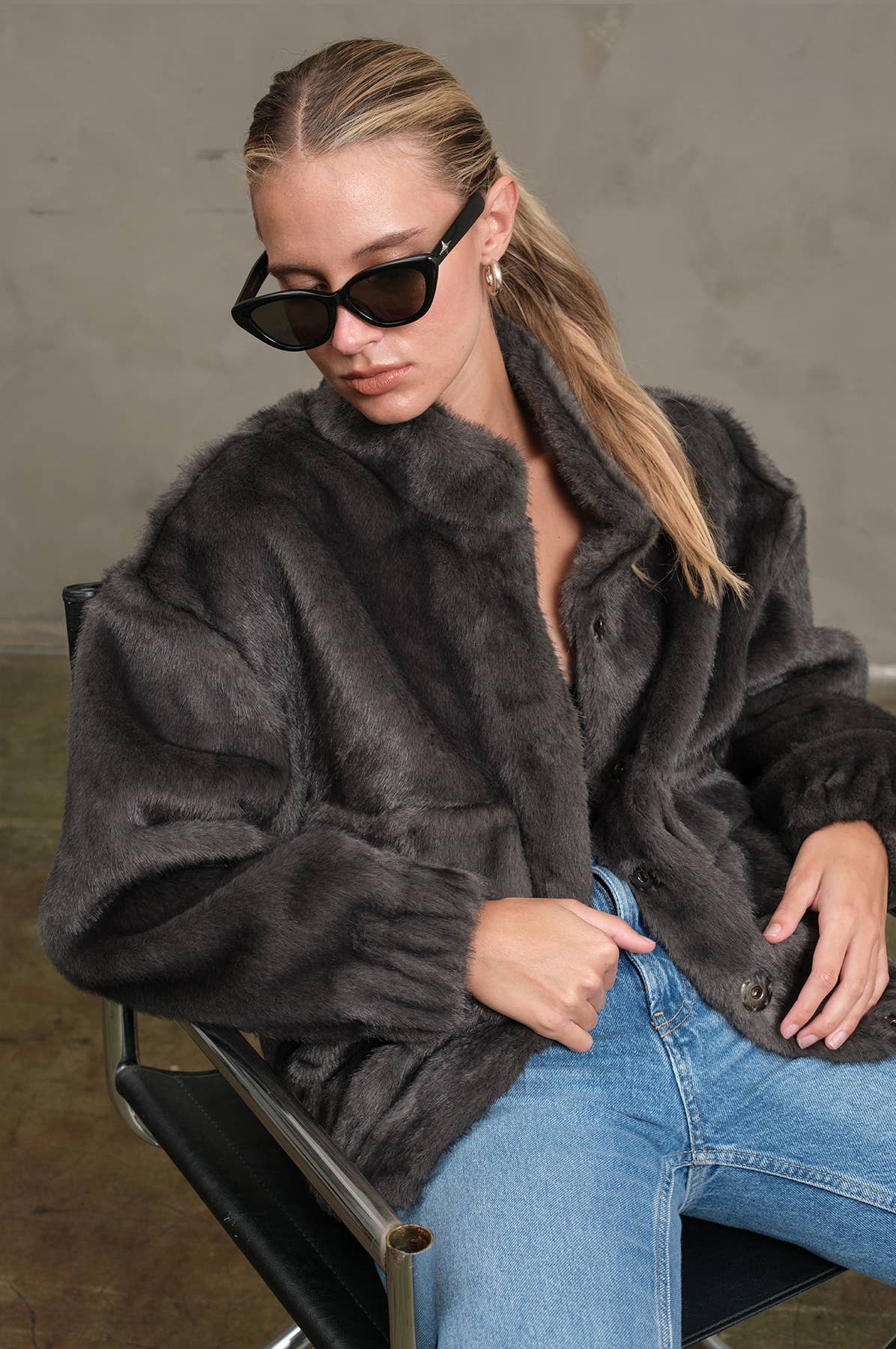 Faux Fur Button Jacket