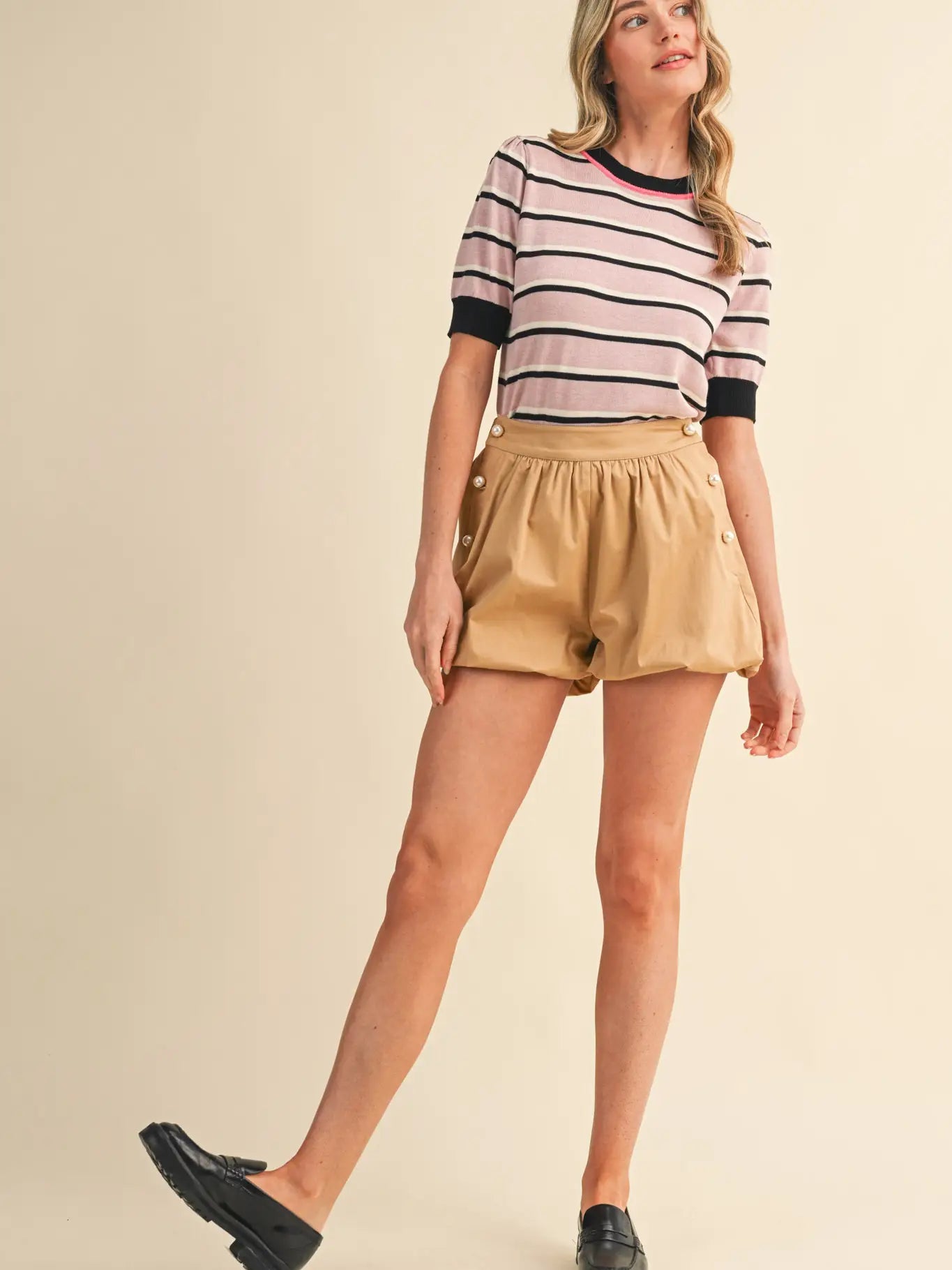 Striped Short Sleeve Sweater
