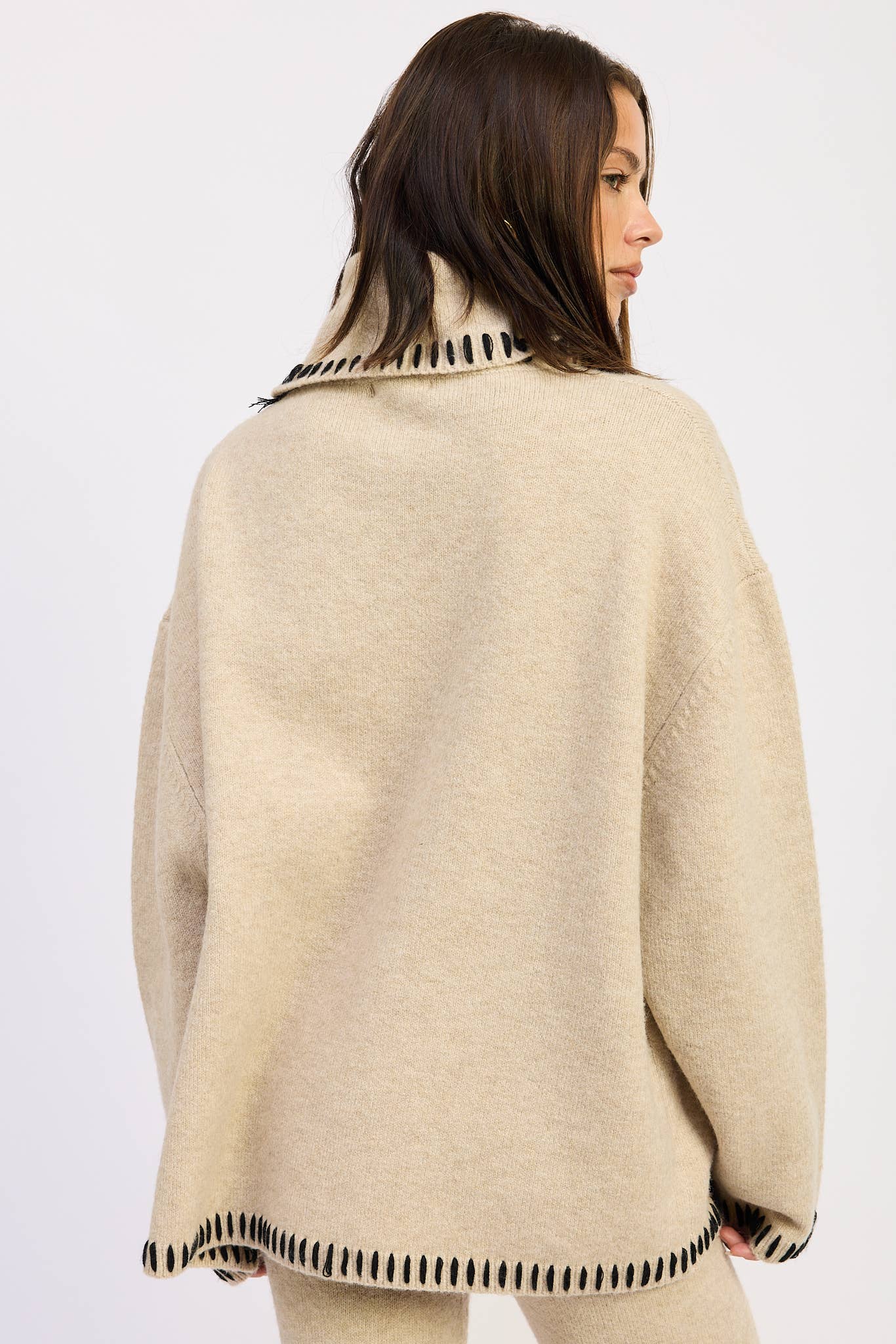 Contrast Stitch Turtleneck