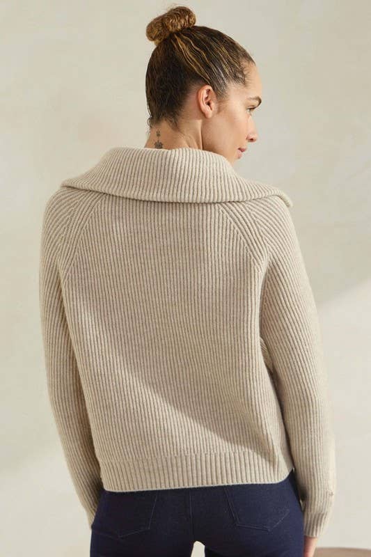 Funnel Neck Zip Cardigan