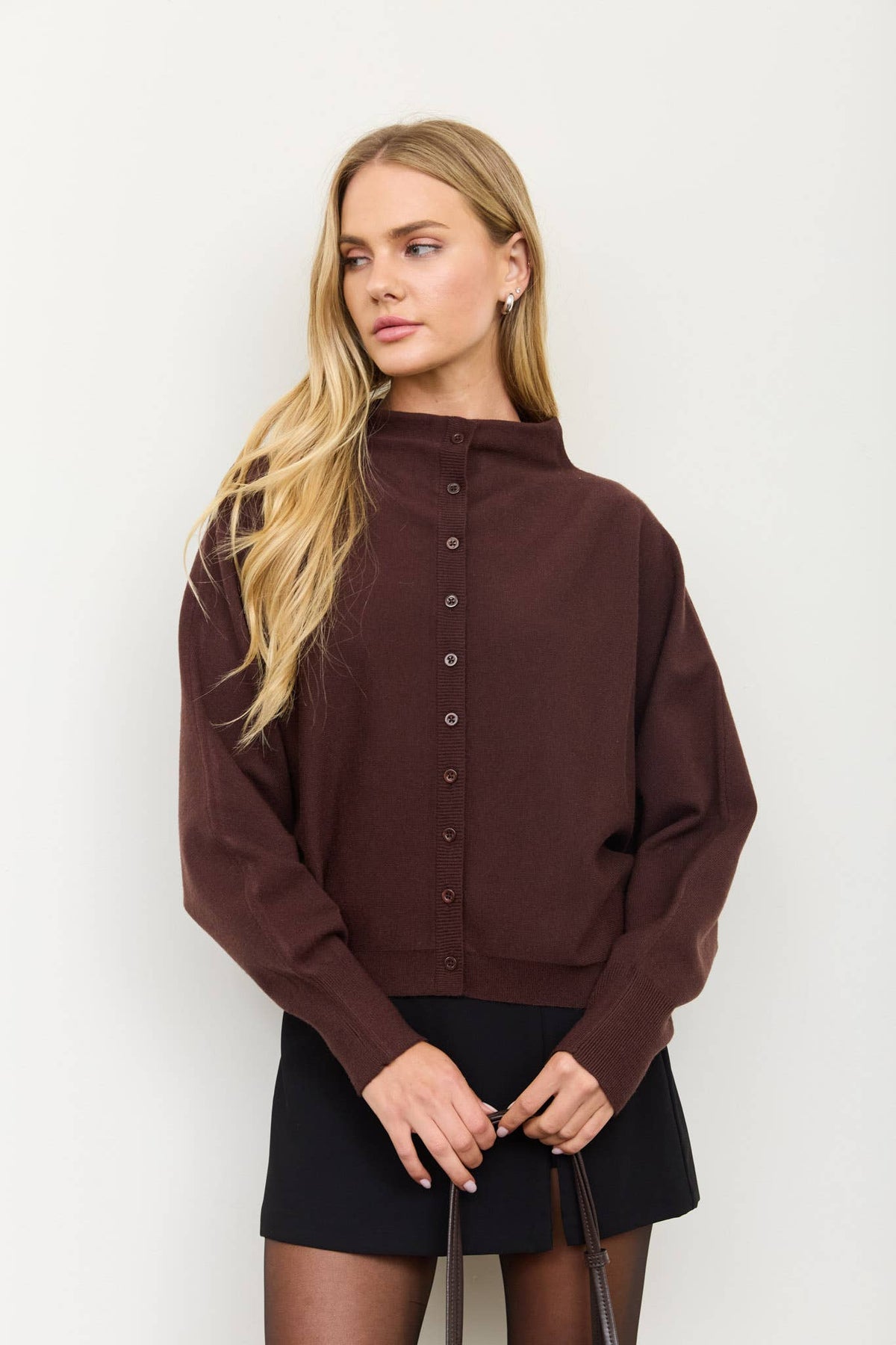 Boat Neck Button Cardigan