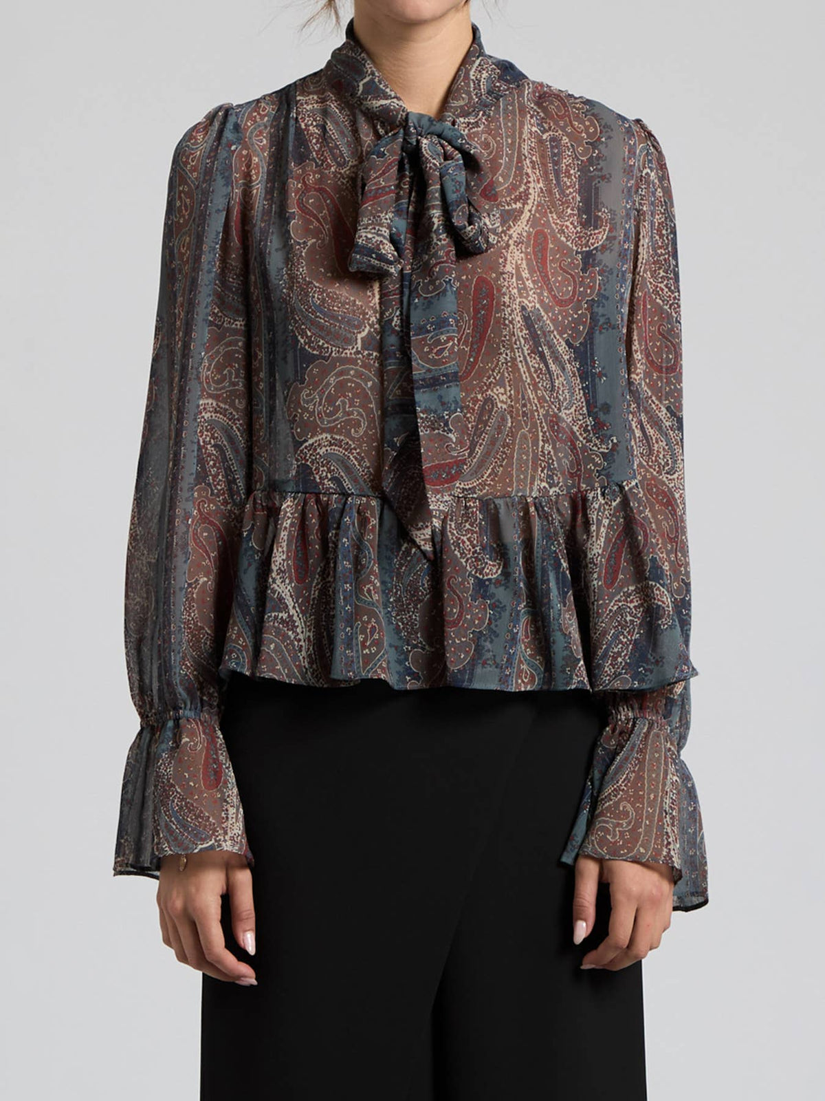 Paisley Chiffon Peplum Top