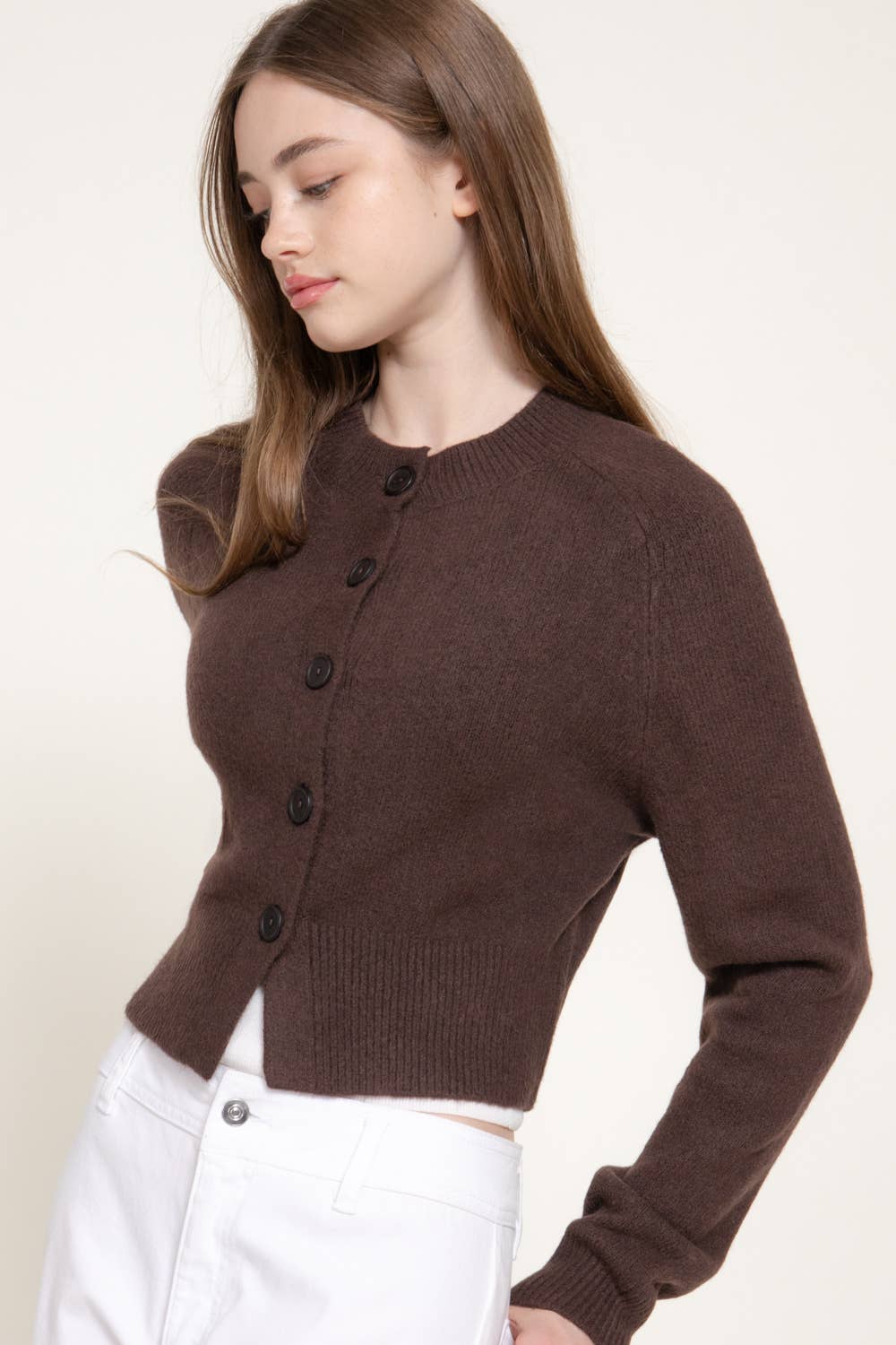 Round Neck Button Down Sweater