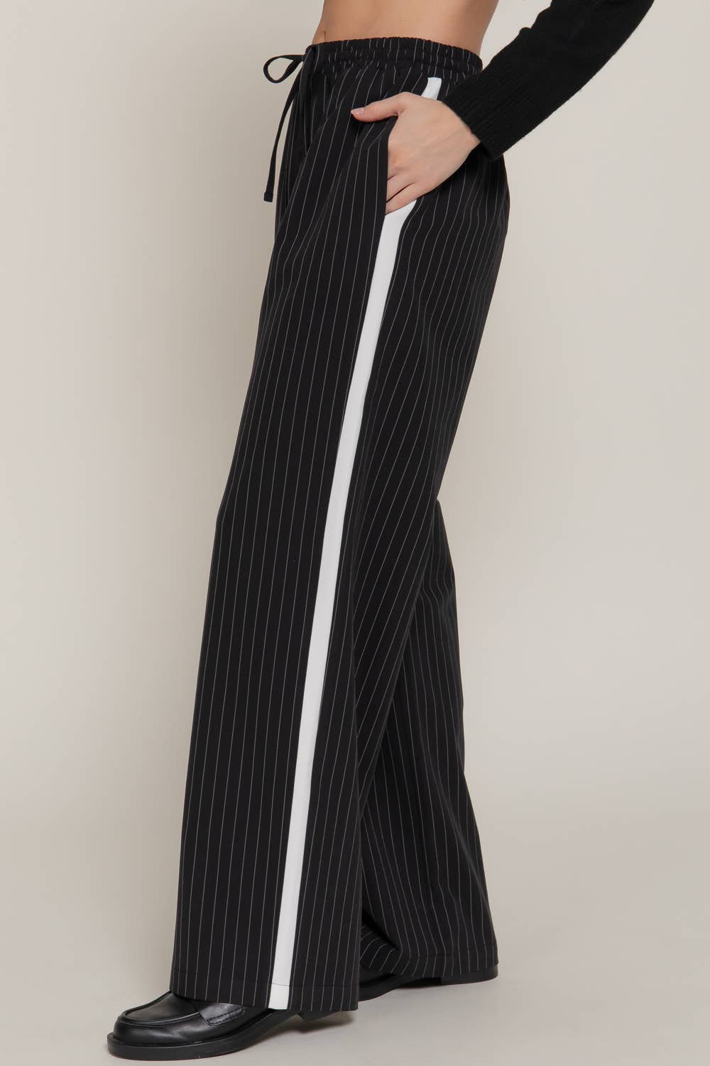 Side Stripe Detail Pinstripe Pants