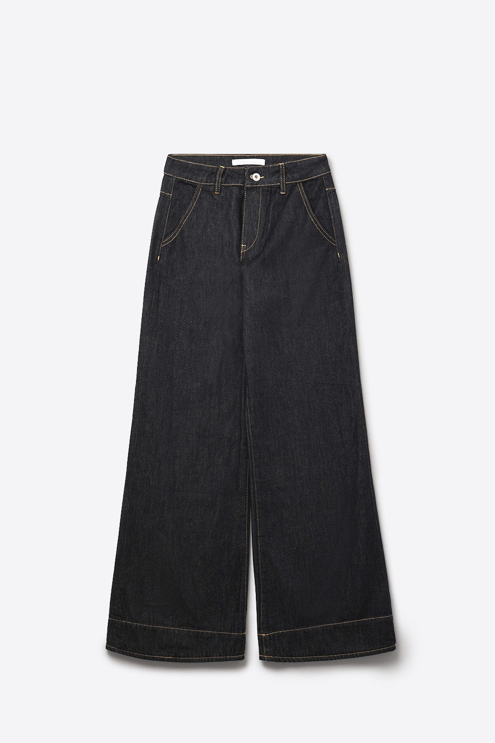 Wide-Leg Jeans w/ Contrast Stitching