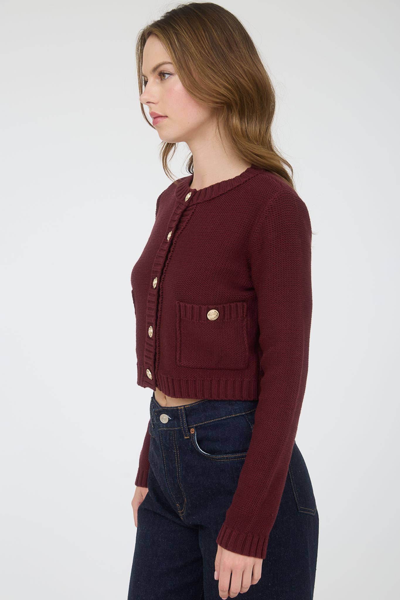 Gold Button Ribbed Cardigan