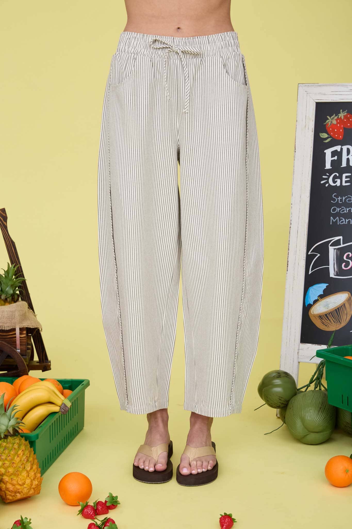 Cotton Drawstring Baggy Pants