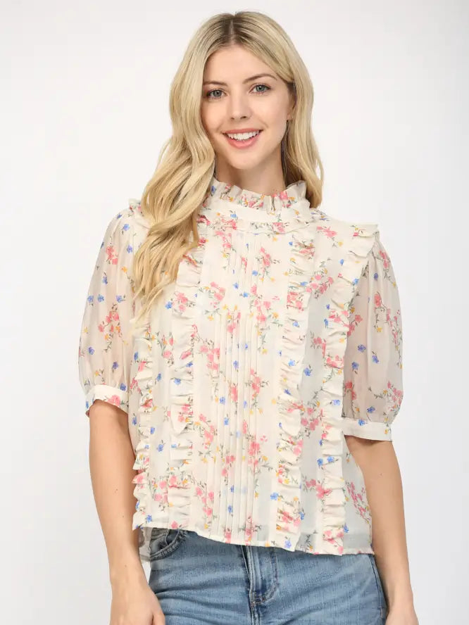 Ruffle Short Sleeve Blouse