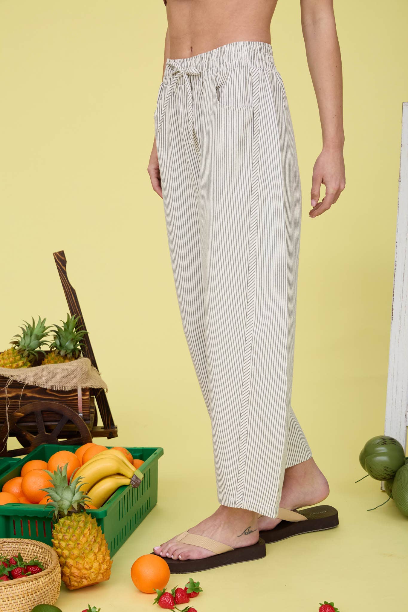 Cotton Drawstring Baggy Pants