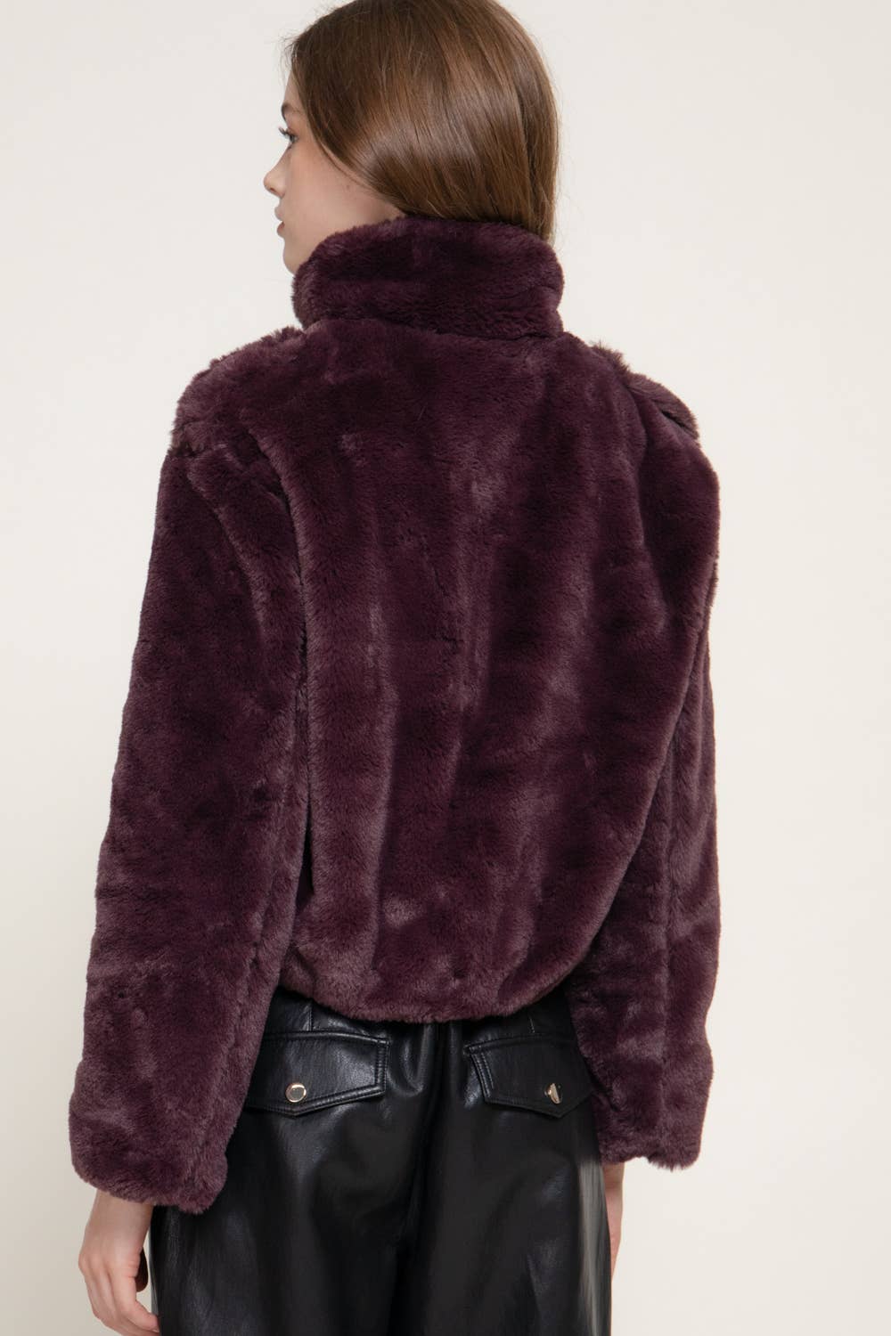 Funnel Neck Faux Fur Jacket