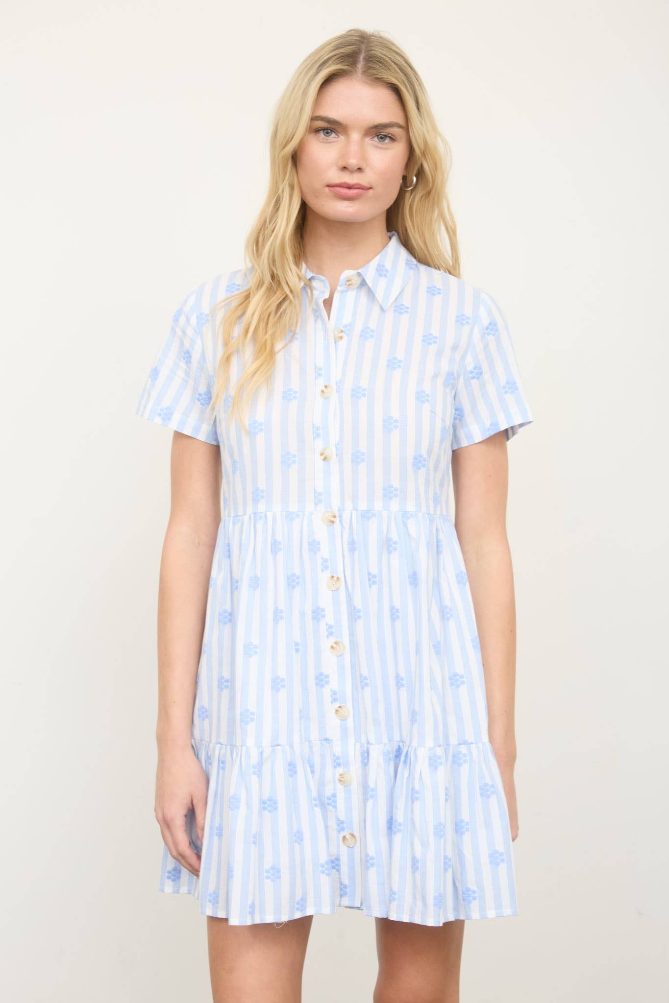 Floral Collared Short Sleeve Dress