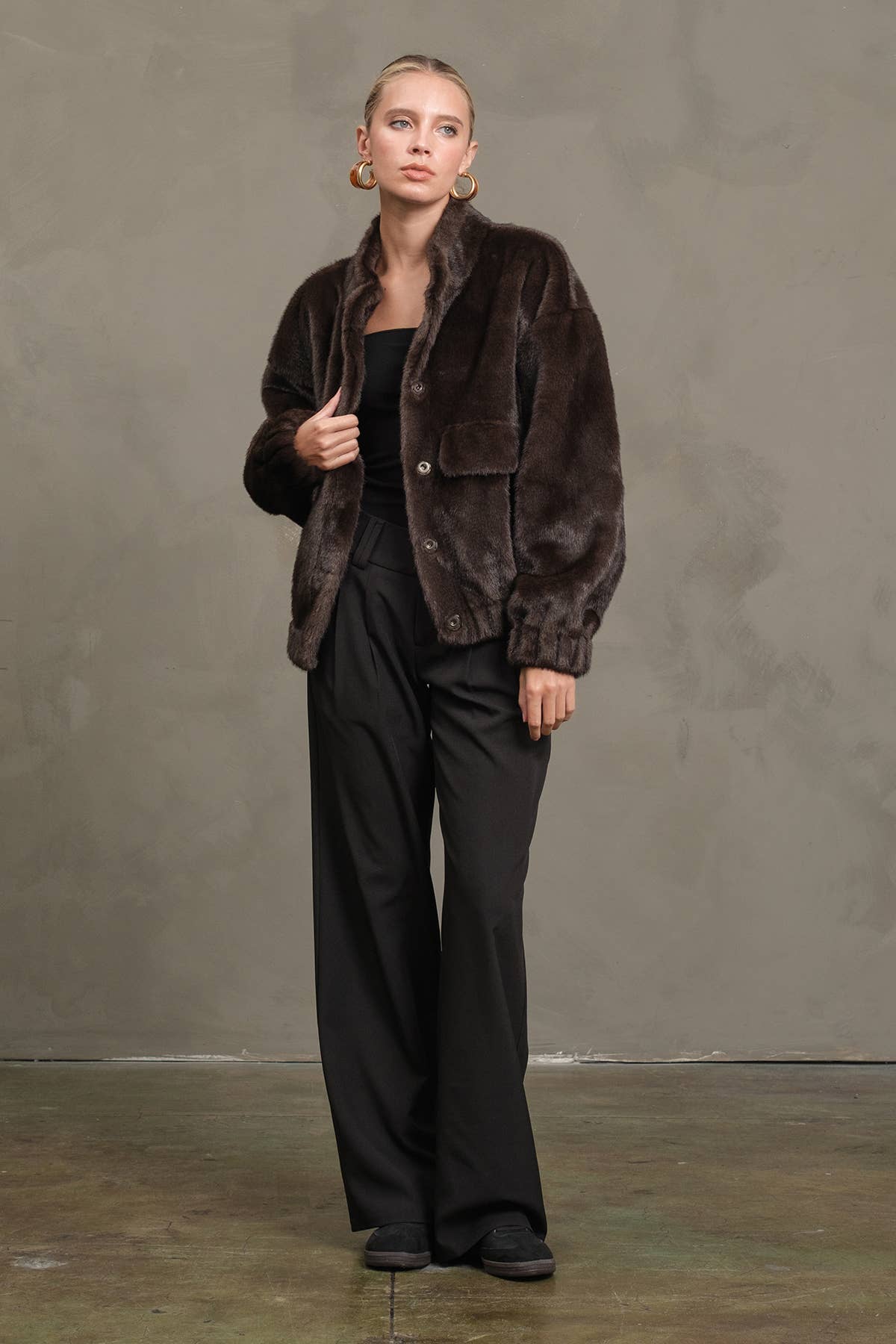 Faux Fur Button Jacket